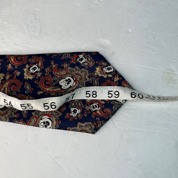 Vintage Disney The Tie Works Mickey Mouse Paisley Print Men's Tie Navy Red - Picture 6 of 6